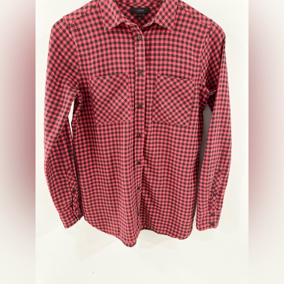 J. Crew Women’s Button Front Mini Buffalo Plaid Shirt Red Size 0 - Picture 4 of 6
